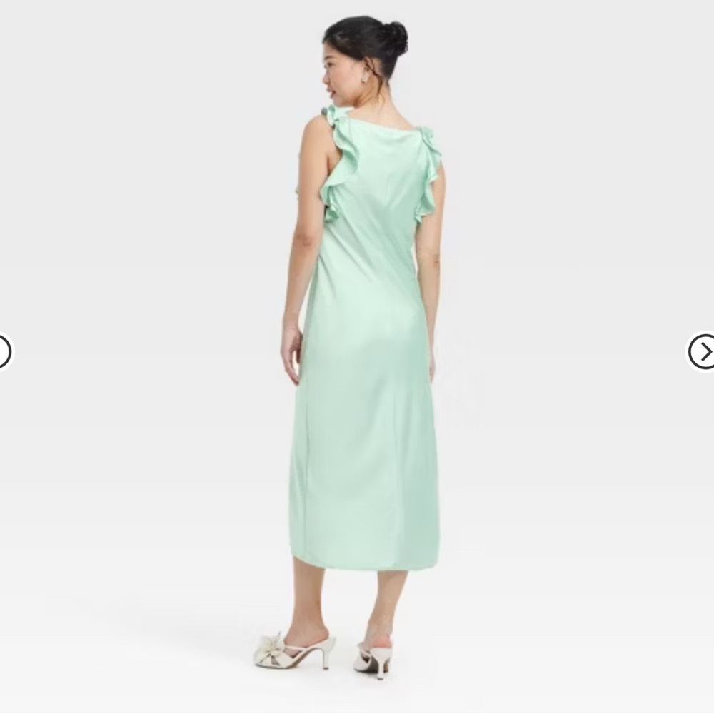 A New Day Green Midi Sundress with Flutter Sleeves